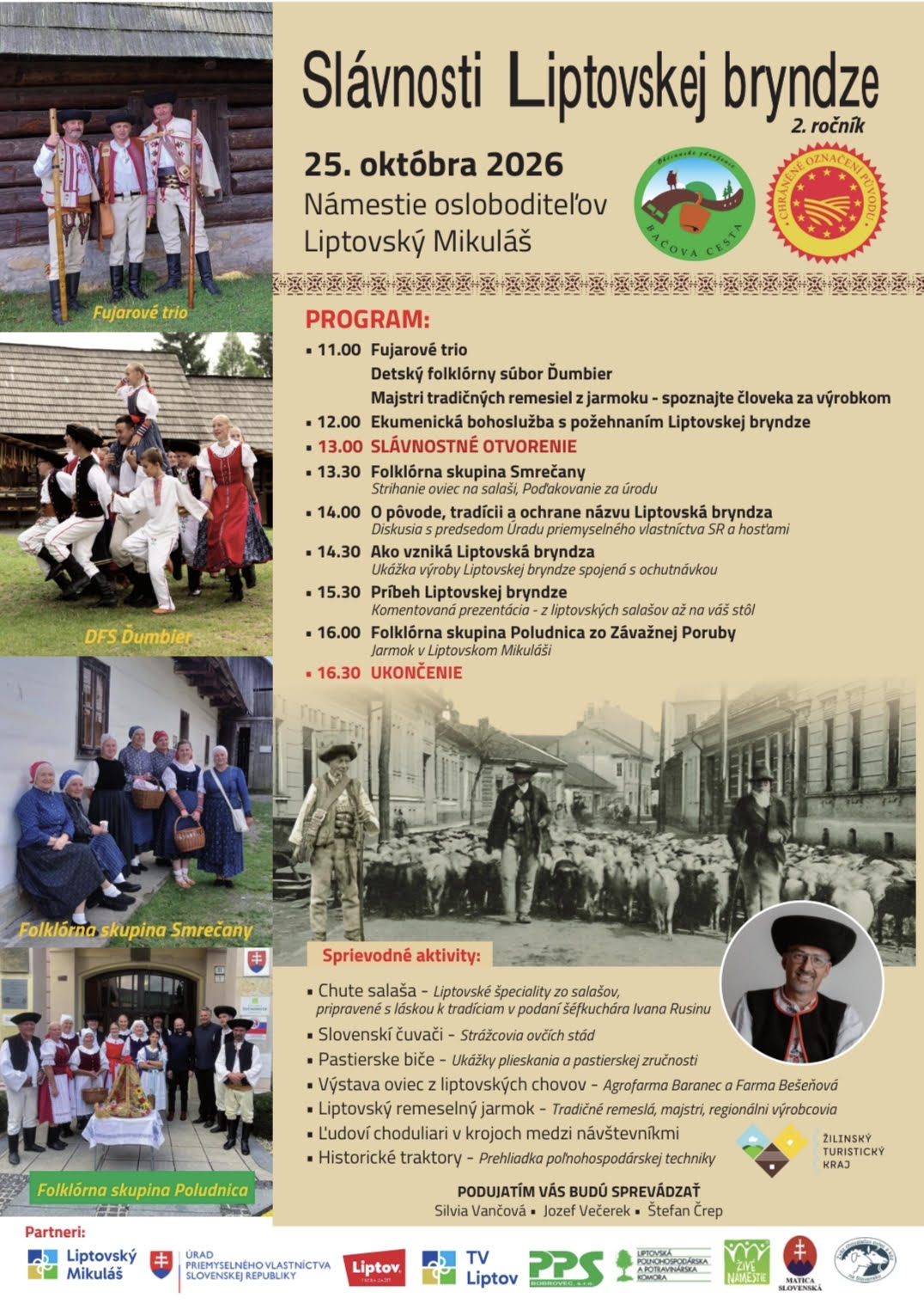 Fujarové trio, DFS Ďumbier, Folklórna skupina Smrečany, Folklórna skupina Poludnica, historická fotka pastierov s ovečkami ako prechádzajú mestom